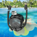 Masque de snorkeling intégral S/M avec 2 tubas, support pour caméra d'action, bouchons d'oreilles et valve à air avec bille 2