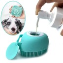 Massage Bath Brush for Dogs and Cats 8.5 x 5.5cm Grooming Brush with Shampoo Dispenser Coat Washing Brush Ergonomic Grip Coat Care 5