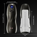 Masturbator negru cu inserție detașabilă, încălzire și răcire, afișaj LED 23,3x8,5 cm, ambalaj discret 3