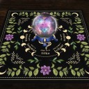 Măsuță cu motive tarot 49 x 49 cm Măsuță neagră cu motiv de șarpe Decorațiune pentru ghicire Măsuță de altar Decorare ezoterică și mistică pentru acasă 2