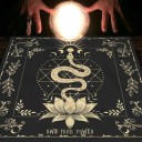 Măsuță cu motive tarot 49 x 49 cm Măsuță neagră cu motiv de șarpe Decorațiune pentru ghicire Măsuță de altar Decorare ezoterică și mistică 2
