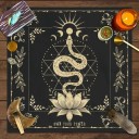 Măsuță cu motive tarot 49 x 49 cm Măsuță neagră cu motiv de șarpe Decorațiune pentru ghicire Măsuță de altar Decorare ezoterică și mistică 3