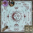 Măsuță cu motive tarot 75 x 75 cm Măsuță decorativă albastră pentru ghicire Măsuță de altar Decorare ezoterică și mistică a casei 1