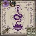 Măsuță cu motive tarot 75 x 75 cm Măsuță violetă cu motiv de șarpe Decorațiune pentru ghicire Măsuță de altar Decorațiune ezoterică și mistică 1