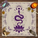 Măsuță cu motive tarot 75 x 75 cm Măsuță violetă cu motiv de șarpe Decorațiune pentru ghicire Măsuță de altar Decorațiune ezoterică și mistică 3