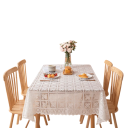Măsuță pătrată din dantelă bej cu model perforat 140 x 230 cm Decorare de lux pentru mese la sărbători, nunți, cine, utilizare acasă și în aer liber 3