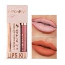 Mat Vandfast Læbeblyant Langtidsholdbar Lipgloss Fugtgivende Læbeblyant og Gloss Sæt 2 Stk. 4