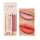 Mat Vandfast Læbeblyant Langtidsholdbar Lipgloss Fugtgivende Læbeblyant og Gloss Sæt 2 Stk. 6