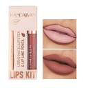 Mat Vandfast Læbeblyant Langtidsholdbar Lipgloss Fugtgivende Læbeblyant og Gloss Sæt 2 Stk. 8
