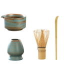Matcha sada 4 kusy Keramická miska 14 x 13 x 8 cm s výlevkou Metla z přírodního bambusu Odměrka i držák Nástroje pro japonský čajový obřad 2