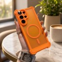 Matte schokbestendige hoes voor Samsung Galaxy S24 met ondersteuning voor magnetisch draadloos opladen Versterkte hoeken PC en TPU Hoes 15