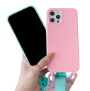 Matte Silicone Case with Strap for iPhone 15 Plus 16