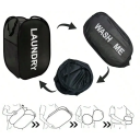 Μαύρος αναδιπλούμενος πλεκτός κάδος για ρούχα 36x36x58 εκ. Φορητός κάδος για ρούχα pop-up Ελαφρύς αεριζόμενος κάδος για ρούχα Διάμετρος σε αναδιπλωμένη κατάσταση 20 εκ. 3