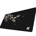 Maus- und Tastaturunterlage 350 x 600 x 2 mm große Tischunterlage schwarz mit Zweig und weißen Blumen für Computer, Laptop und Büro 1