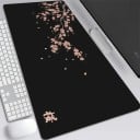 Maus- und Tastaturunterlage 350 x 600 x 2 mm mit Motiv von Zweigen und beigen Blüten schwarz für den Schreibtisch im Büro und für das Notebook 2