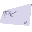 Maus- und Tastaturunterlage 400 x 700 x 2 mm mit floralem Motiv in Hellviolett mit Zweig und dunkelvioletten Blumen für den Schreibtisch 1