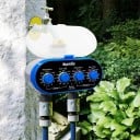 Mechanischer Gartenbewässerungs-Timer mit 2 Zonen für 3/4 und 1 Zoll Wasserhahn, Frequenz 1-72 h, Dauer 1-120 min, 2x AA, blau 3