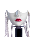 Mechanisk halvmask med framträdande läppstift Maskerad cosplaymask för karneval Halloween Olika färger Skrämmande rekvisita 6