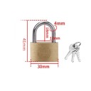Medeno visací zámok 41 x 30 mm so 3 kľúčmi kovový tretí 4 mm zlatý bezpečnostný zámok na batožinu skriňky batohy 2