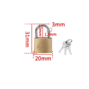 Měděný visací zámek 31 x 20 mm se 3 klíči kovový třmen 3 mm zlatý bezpečnostní zámek na zavazadla skříňky batohy 2