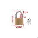 Medený visací zámok 35 x 25 mm so 3 kľúčmi kovový tretmen 3 mm zlatý bezpečnostný zámok na zavazadlá skriňky batohy 2