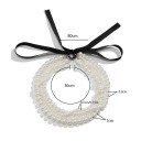 Meerlagige parel choker 36 cm met zwarte strik, elegante sluiting 6