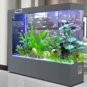 Μεγάλο όρθιο ενυδρείο 140 x 35 x 130 εκ. Ορθογώνια διαχωριστική με LED φωτισμό Πλευρική φίλτρανση Οικολογικό οικιακό ενυδρείο με οθόνη 3