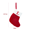 Meia de Natal 15 x 25,7 cm Meia decorativa vermelha com borda branca e letra L bordada Adorno suspenso para lareira ou árvore 2