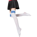 Meias altas elásticas femininas com três riscas Estilosas meias altas elásticas Visual retro desportivo Confortáveis acima do joelho 4