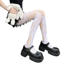 Meias-calças transparentes de renda para senhora com aberturas Meias de rede sexy com renda Calças de meias eróticas Meias elegantes para festas 2