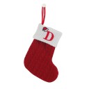 Meias de Natal com letras Meias tricotadas vermelhas com inicial Decorações suspensas de Natal 20 x 10 cm 4