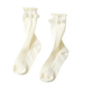 Meias infantis para meninas Meias lisas com flores de pérola Meias de algodão macias para crianças Meias elegantes para meninas 2