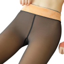 Meias opacas pretas para senhora 220g com ponta aberta Meias elásticas de cintura alta para o outono Estilo elegante Adequadas para 0–15 °C 3