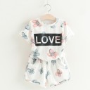 Meisjes bloemenset - T-shirt en short J1269 7