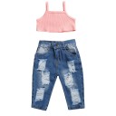 Meisjes crop top en jeans L1390 4