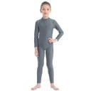 Meisjes dansoverall met lange mouwen en hoge kraag, een stuk tricot, polyester en elastaan, voor ballet, gymnastiek en dans 9