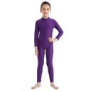 Meisjes dansoverall met lange mouwen en hoge kraag, een stuk tricot, polyester en elastaan, voor ballet, gymnastiek en dans 7