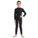 Meisjes dansoverall met lange mouwen en hoge kraag, een stuk tricot, polyester en elastaan, voor ballet, gymnastiek en dans 6