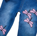 Meisjes denim overall met vlinderborduursels Lange broekbandjes Kappen Comfortabele kinderoveralls van katoen en polyester 3