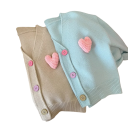 Meisjes gebreide cardigan met hartjes Katoen Polyester V-hals Knopen Lange mouwen Koreaanse stijl Wintertrui voor meisjes 5