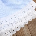 Meisjes gestreepte jurk met kant - Blauw-wit 6