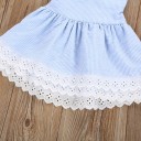 Meisjes gestreepte jurk met kant - Blauw-wit 8