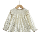 Meisjes herfsttop met lange mouwen Lantaarnmodel Katoen Polyester Spandex Schattige borduursels O-hals Modieuze schattige top voor meisjes Verschillende kleuren 12