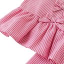 Meisjes roze gestreepte set topje met brede schouderbanden en strikjes broek met elastische taille O-hals Stijlvolle set 4
