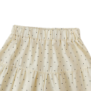 Meisjes zomer set met top met brede schouderbanden en elastische broek Beige set met zwarte stippen 4