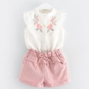Meisjes zomer set - rozen - Wit 1