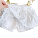 Meisjes zomerset witte rok en top met brede schouderbanden O-hals knoopsluiting luchtige set 4