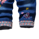 Meisjesjeanssalopette met borduursel Lange broeken Verstelbare knopenbanden Comfortabele overall van katoen en polyester Stijlvolle kinderkleding 3