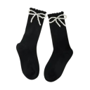 Meisjeskindersokken Effen sokken met parelstrikjes Katoenen zachte sokken voor kinderen Elegante sokken voor meisjes 1