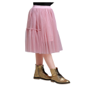 Meisjesrok Effen met Rimpeling Kanten Onder de Knie Katoen en Kant Elegante Feestelijke Midi Rok 2